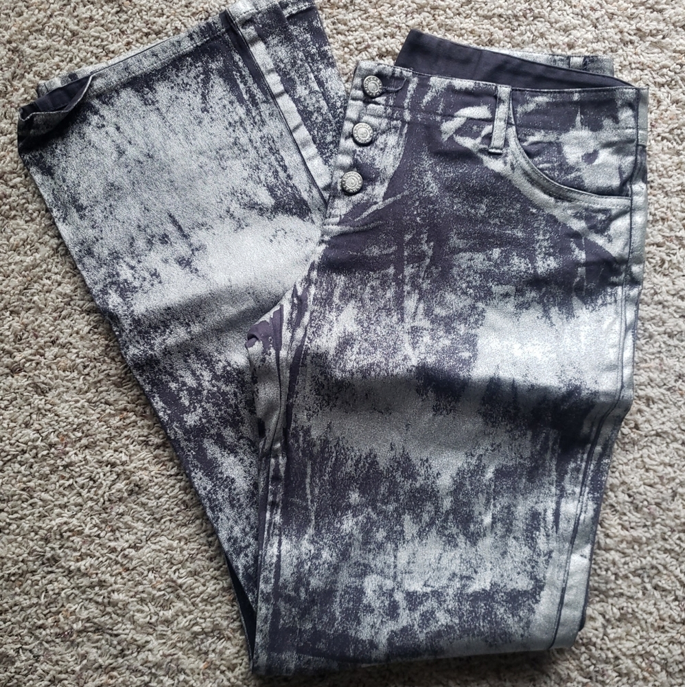 Lunachix navy and silver button fly pants